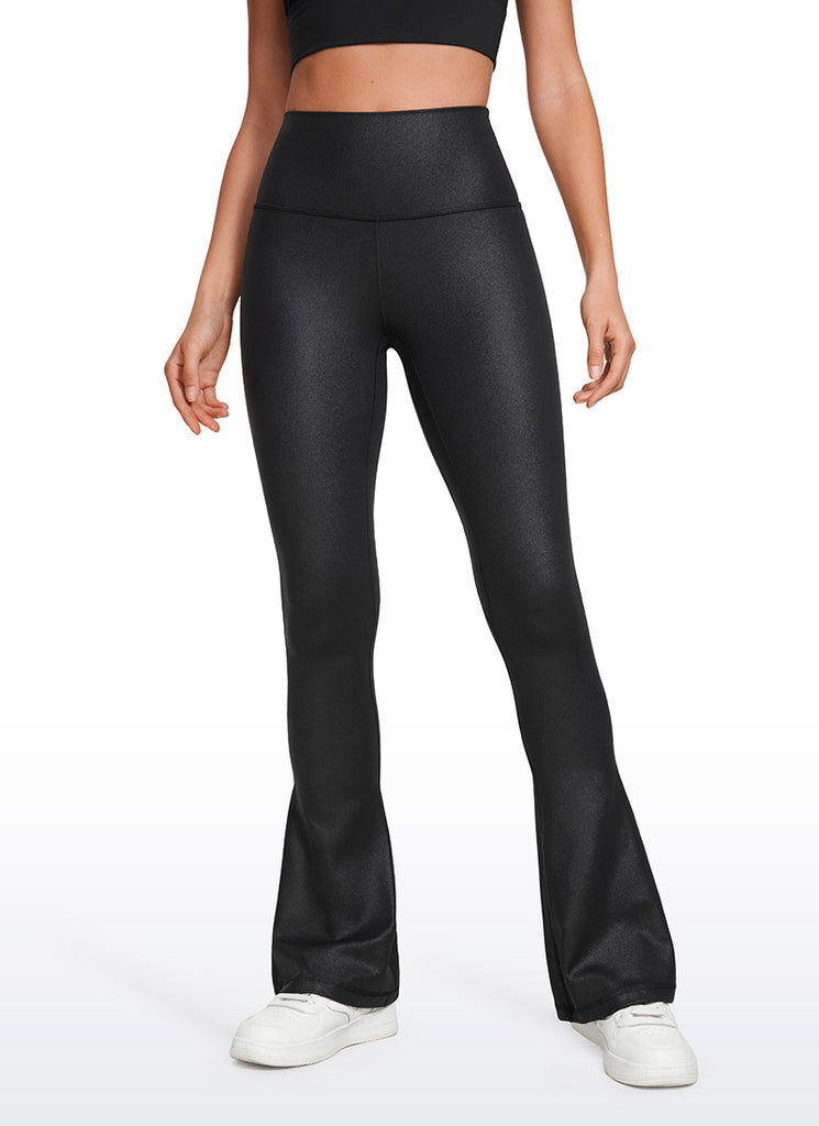 CRZ YOGA Women  Butterluxe High Waist Pockets Mini Flared Leggings 32" Black Classic