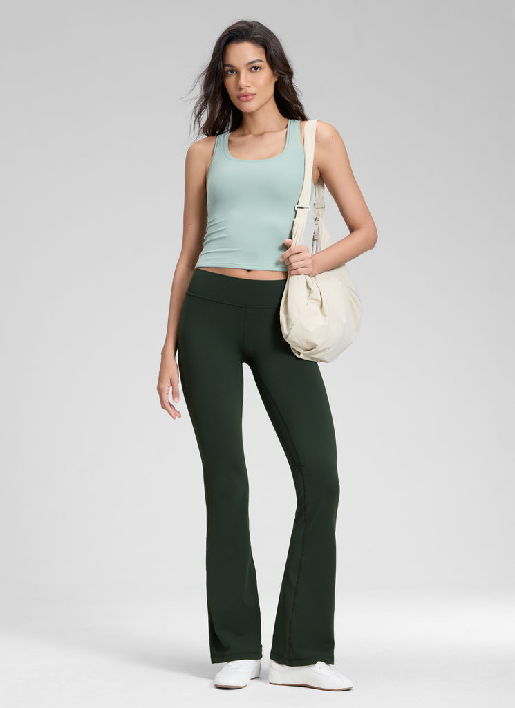 CRZ YOGA Womens Butterluxe Low Rise Flare Leggings 32" Legend Green