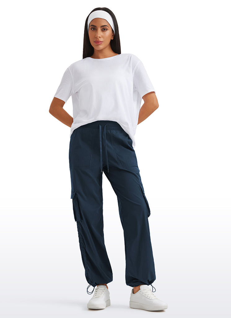 CRZ YOGA  Lightweight Workout Straight Leg Pocket Casual Cargo Pants Ink Blue