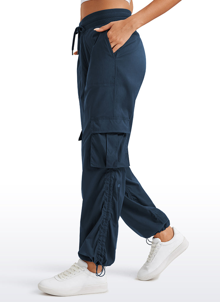 CRZ YOGA  Lightweight Workout Straight Leg Pocket Casual Cargo Pants Ink Blue