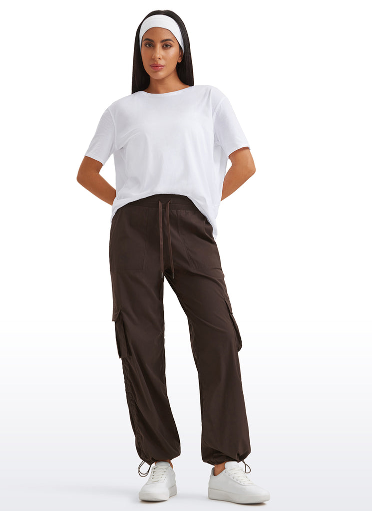 CRZ YOGA  Lightweight Workout Straight Leg Pocket Casual Cargo Pants Ink Gray