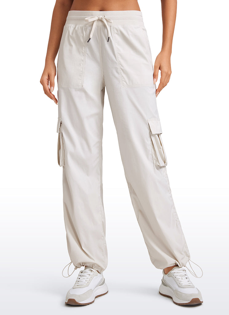 CRZ YOGA  Lightweight Workout Straight Leg Pocket Casual Cargo Pants Milky White