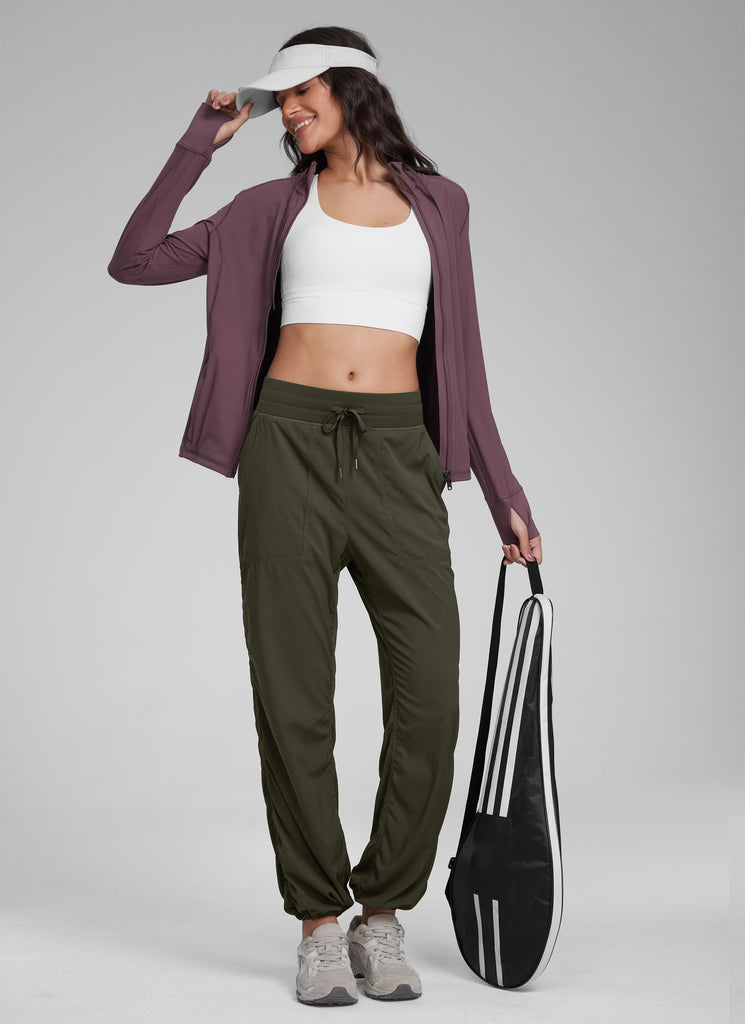 CRZ YOGA Women's Lightweight Straight Leg Workout Pocket Pants 28" Hot Fudge Brown