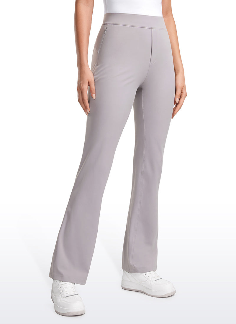 Stretch Flared Pants with Zip Pockets 31