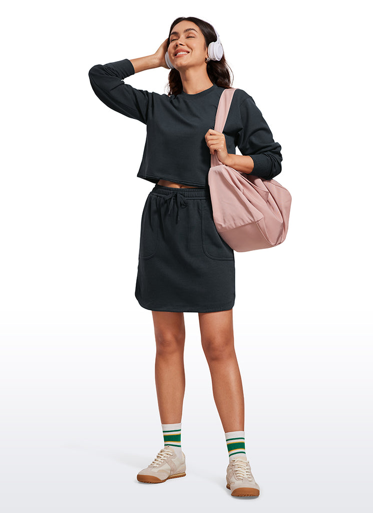 CRZ YOGA Women's High Rise Down the Street Sweat Skirts 17'' Pockets Dove Grey Heather