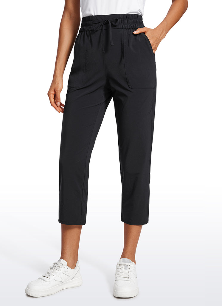 CRZ YOGA Women's Casual Slim Fit Cropped Pants with Pockets 23'' Black