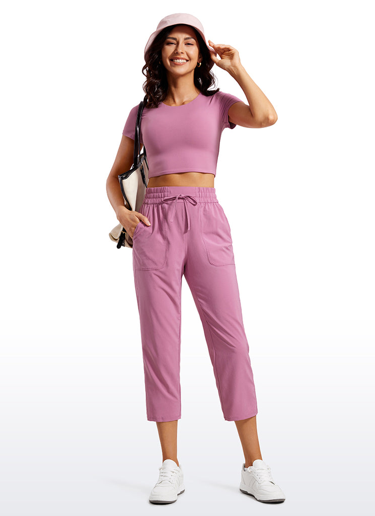 CRZ YOGA Women's Casual Slim Fit Cropped Pants with Pockets 23'' Velvet Dust