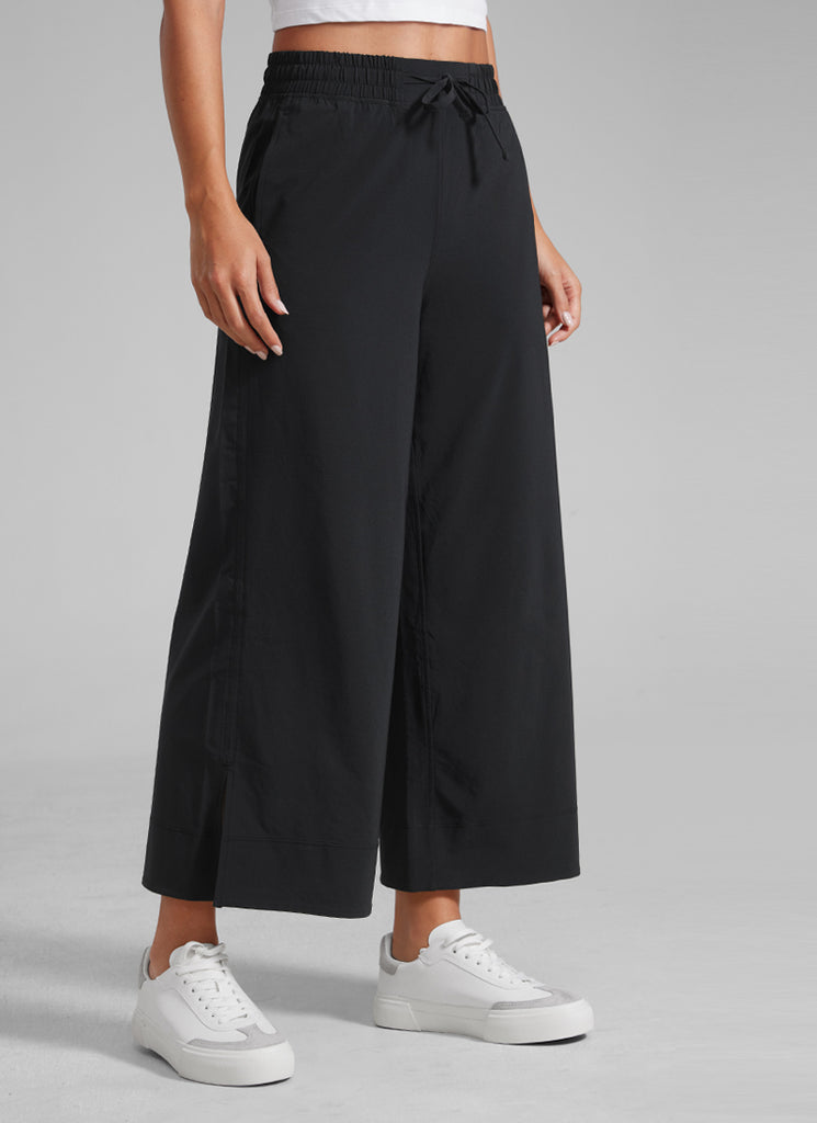 CRZ YOGA Women's  Causal High Waisted Wide Leg Pockets Pants 25'' Grey Sage