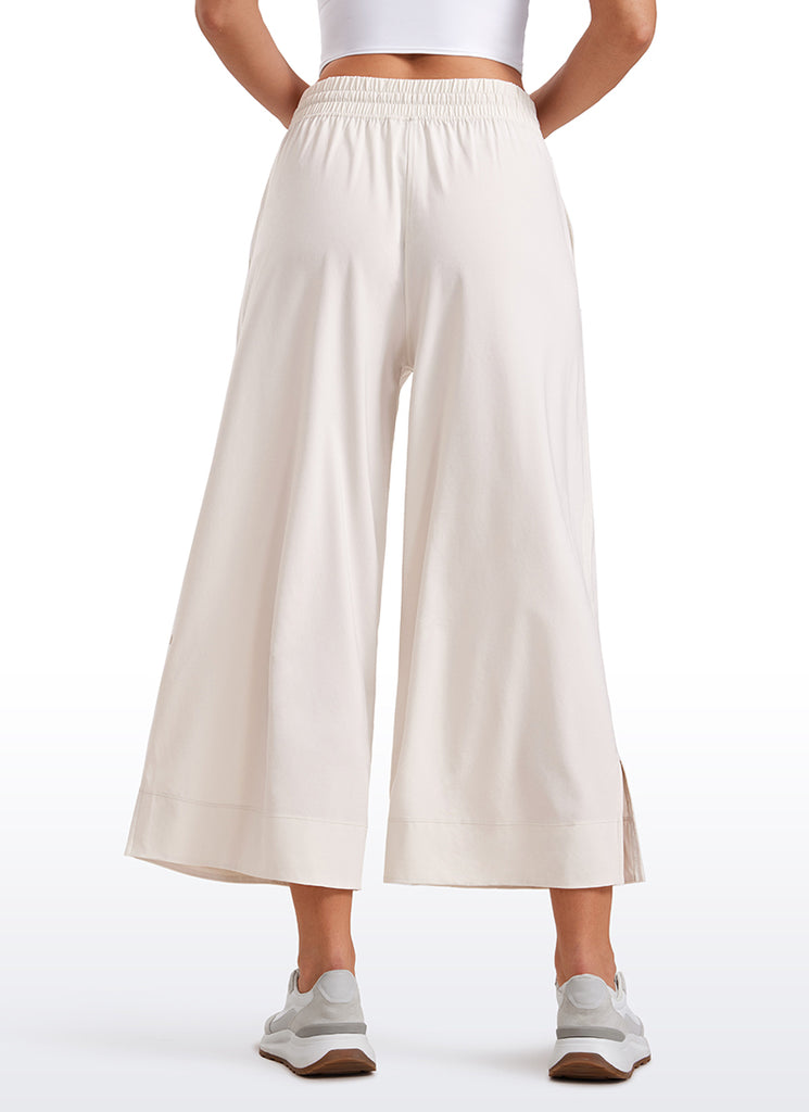 CRZ YOGA Women's  Causal High Waisted Wide Leg Pockets Pants 25'' Sparkle Blue