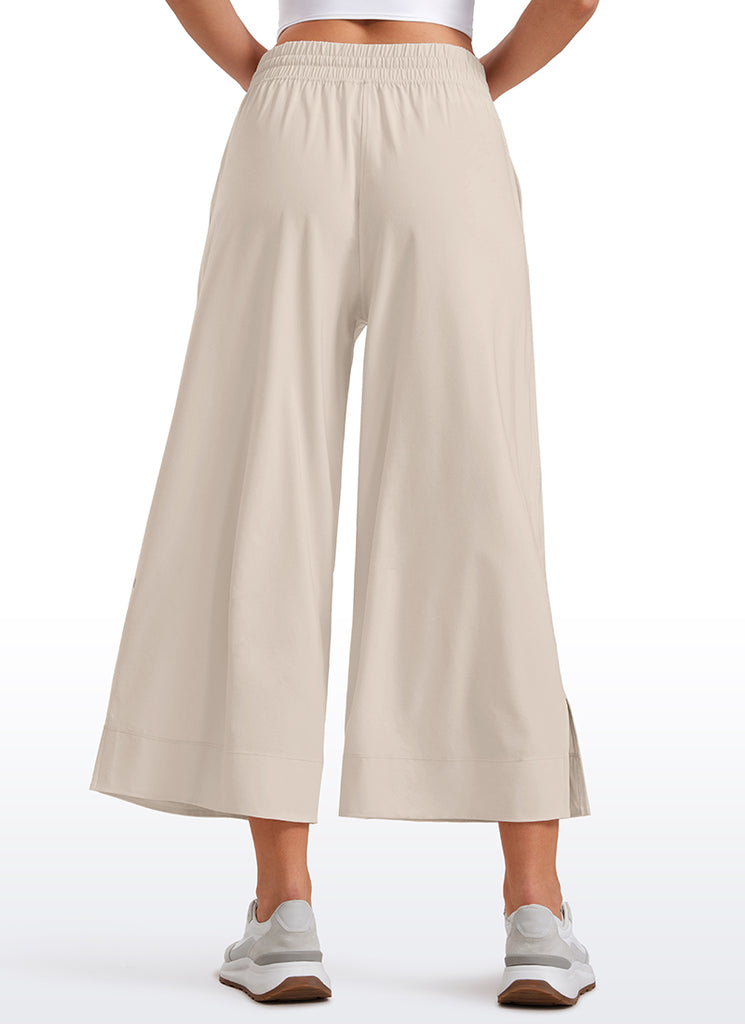 CRZ YOGA Women's  Causal High Waisted Wide Leg Pockets Pants 25'' Milky White