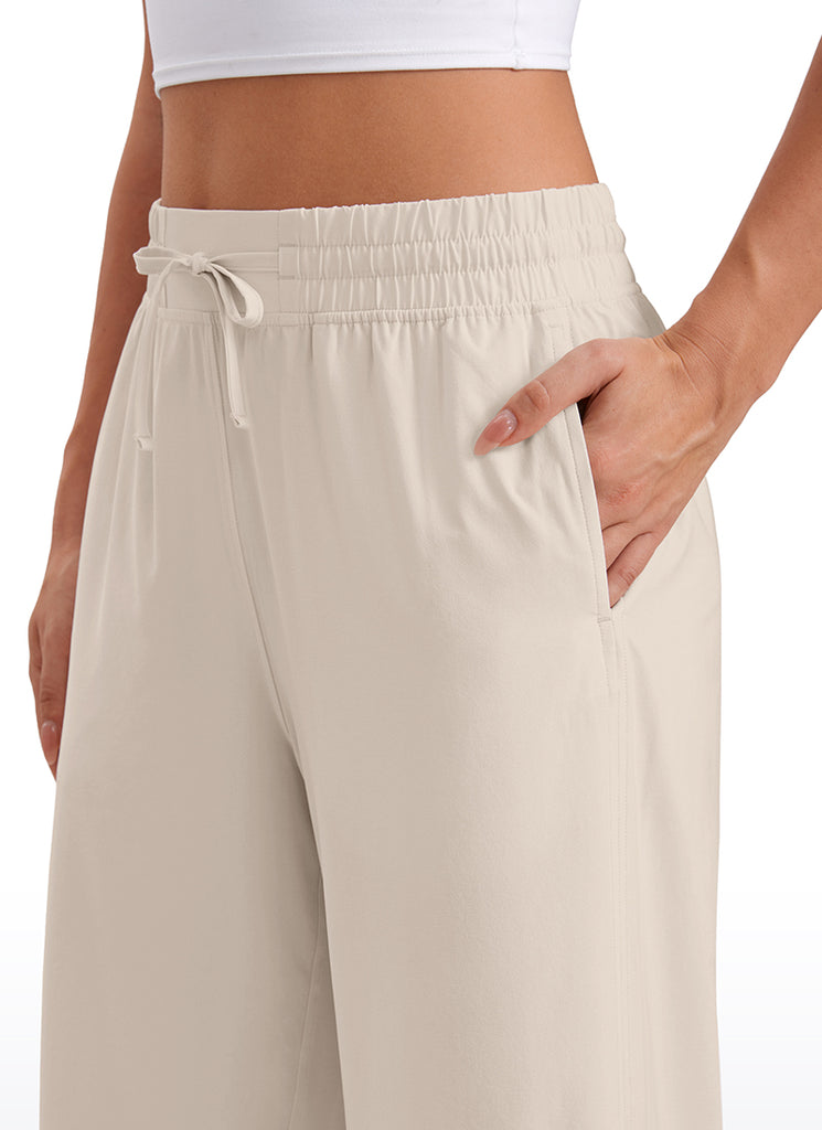 CRZ YOGA Women's  Causal High Waisted Wide Leg Pockets Pants 25'' Milky White