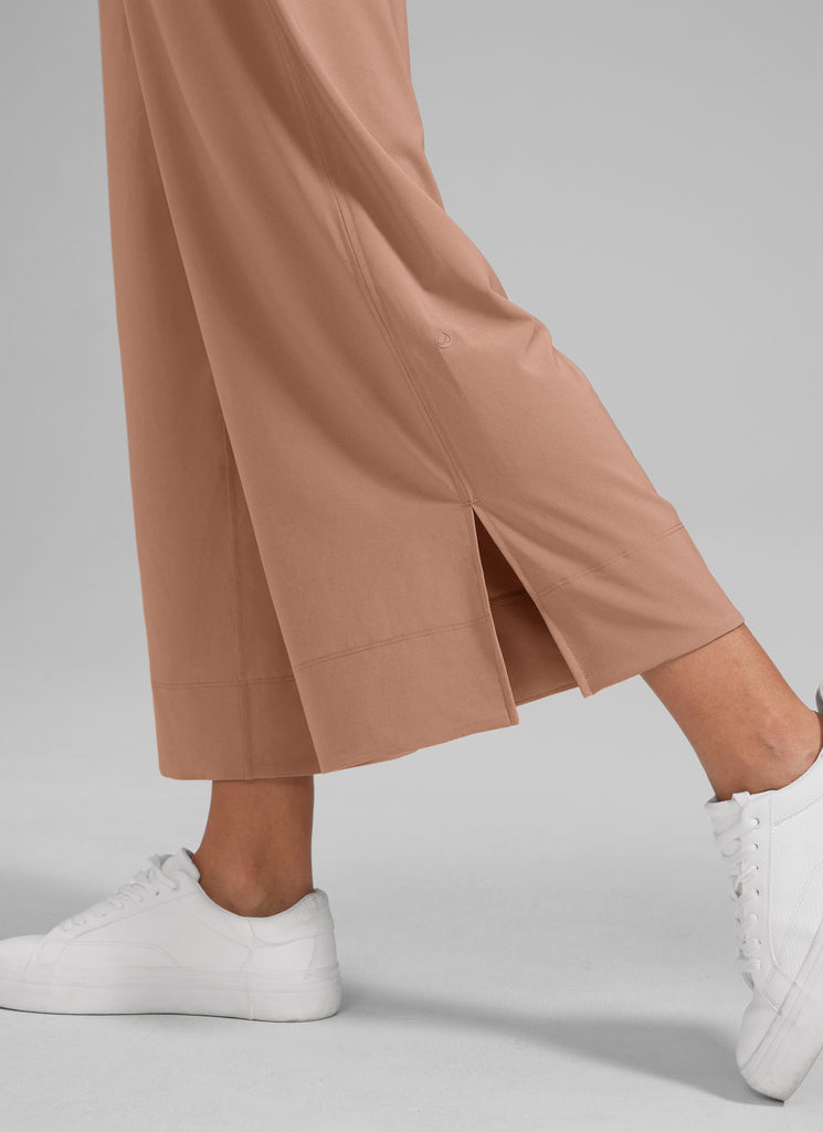 CRZ YOGA Women's  Causal High Waisted Wide Leg Pockets Pants 25'' Milky White