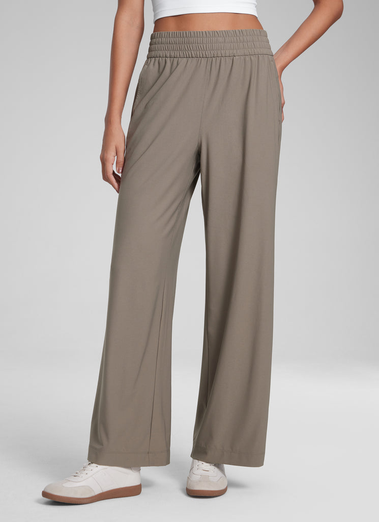 CRZ YOGA Women's Casual High Rise Wide Leg Pants with Pockets 30'' Grey Sage