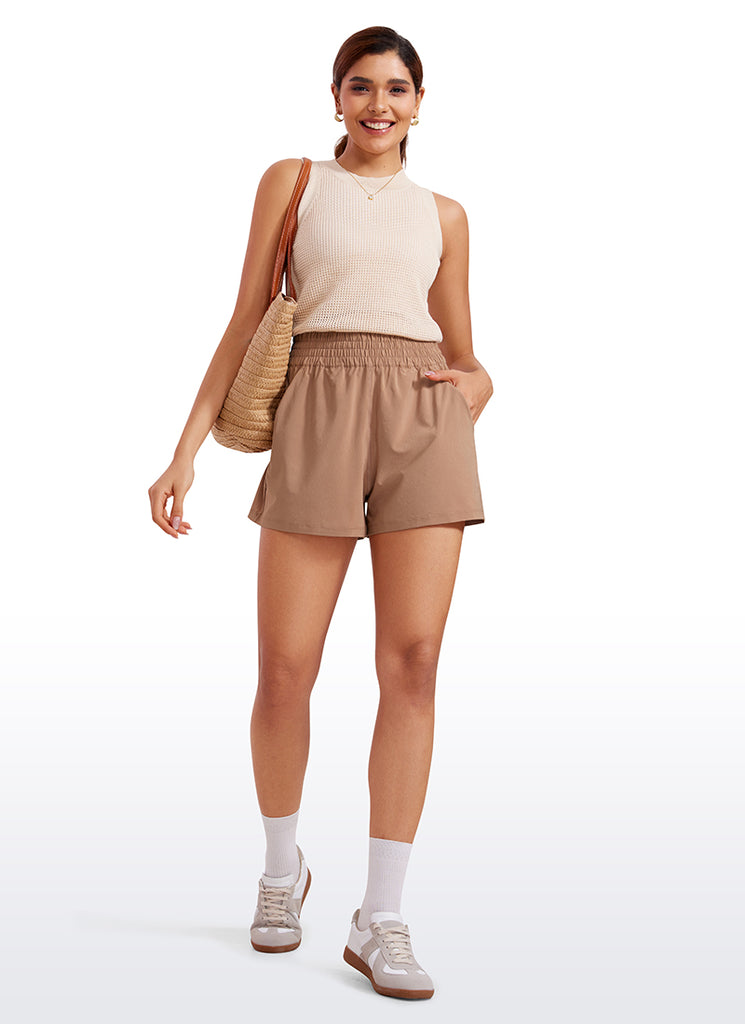 CRZ YOGA Women's Casual Feathery-Fit Soft High Rise Golf Shorts 3'' Mocha Mousse