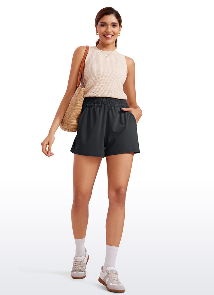 CRZ YOGA Women's Casual Feathery-Fit Soft High Rise Golf Shorts 3'' Universe Blue