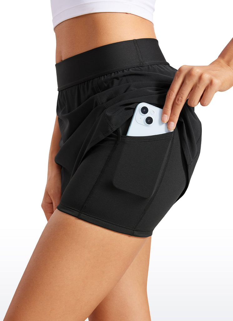 CRZ YOGA Women's Feathery-Fit Soft High Waisted Golf Skirts with Pockets 14'' Black