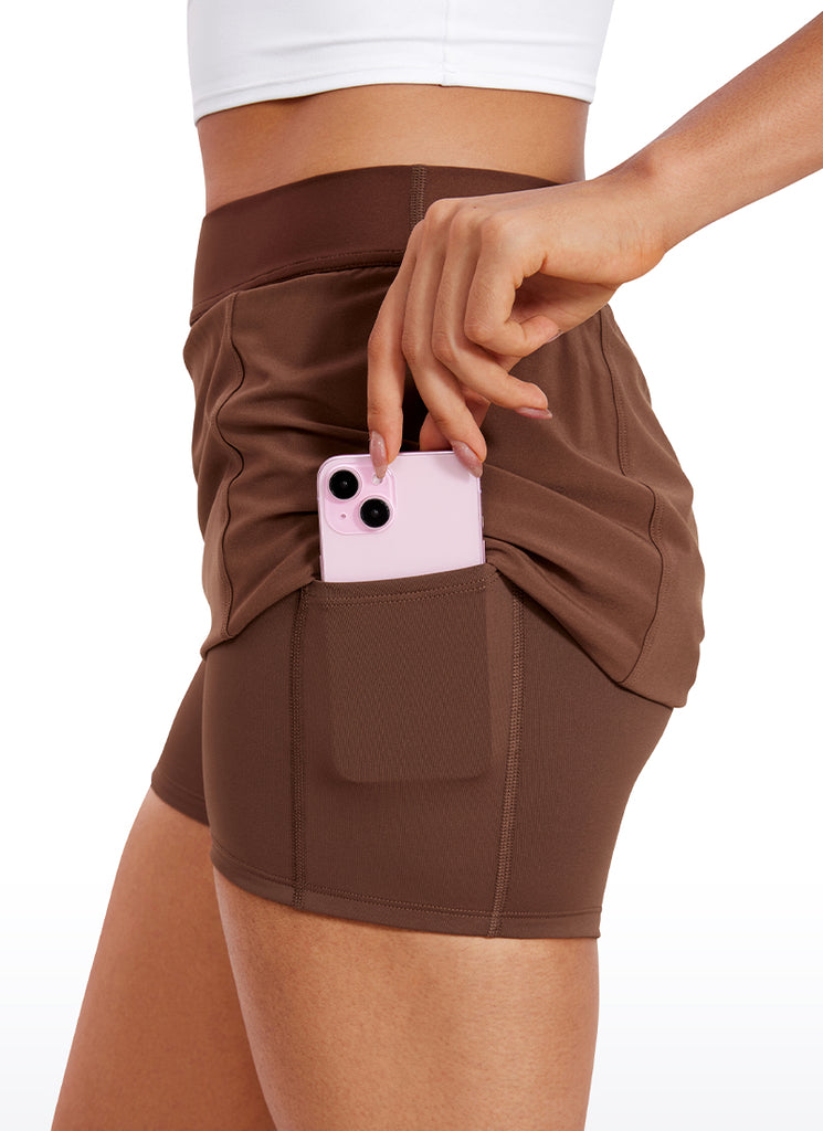 CRZ YOGA Women's Feathery-Fit Soft High Waisted Golf Skirts with Pockets 14'' Sparkle Blue