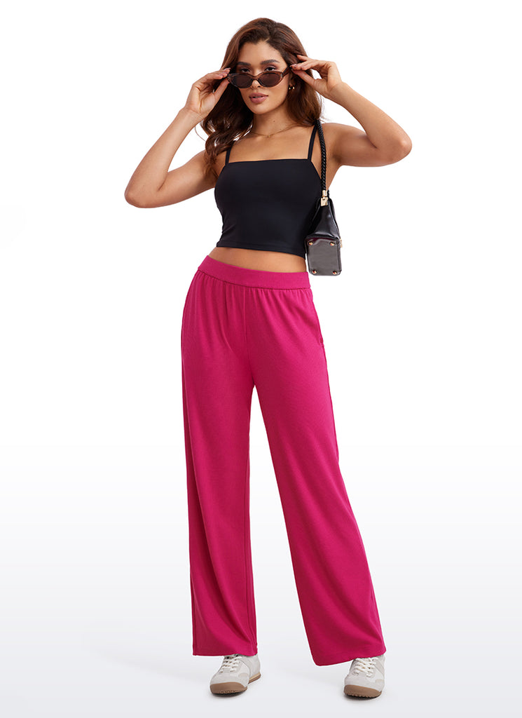 CRZ YOGA Women's Casual Lounge High Rise Sweatpants with Pockets 30.5" Granita Pink