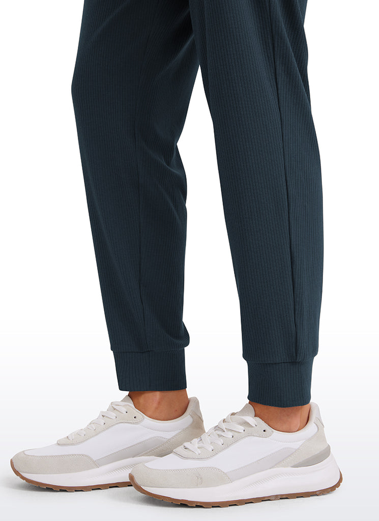 CRZ YOGA Women Comfy Ribbed Pockets High Waisted Sweatpants Sterling