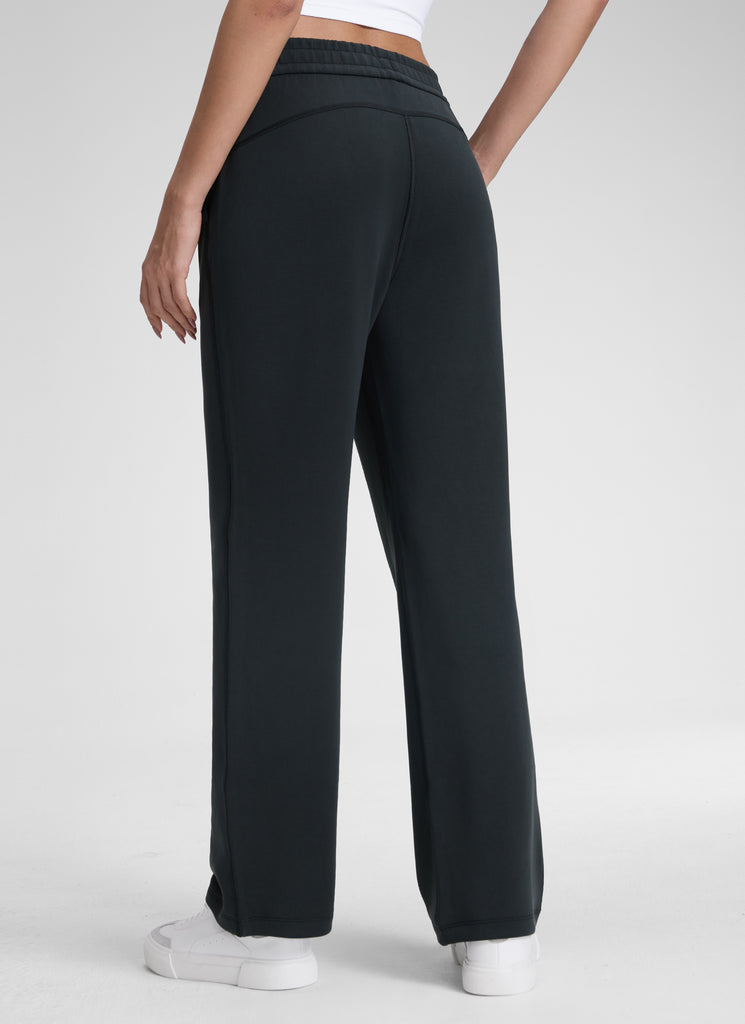 CRZ YOGA Women's SoftAura High Rise Wide Leg Pants with Pockets 31'' Legend Green