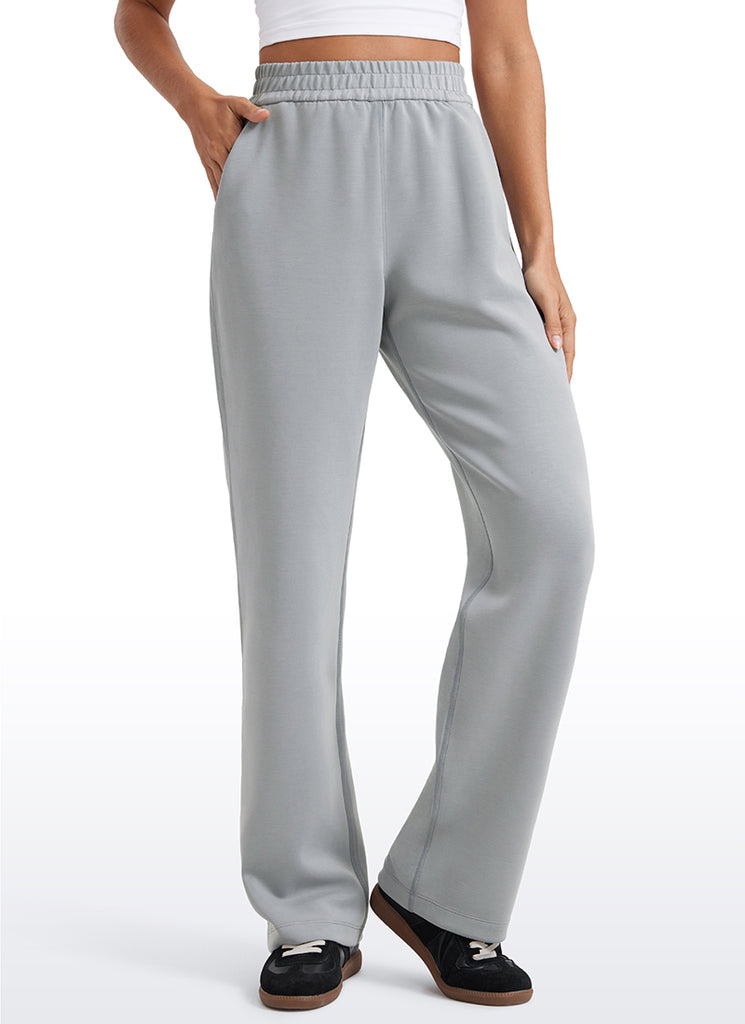 CRZ YOGA Women's SoftAura High Rise Wide Leg Pants with Pockets 31'' Rhino Grey