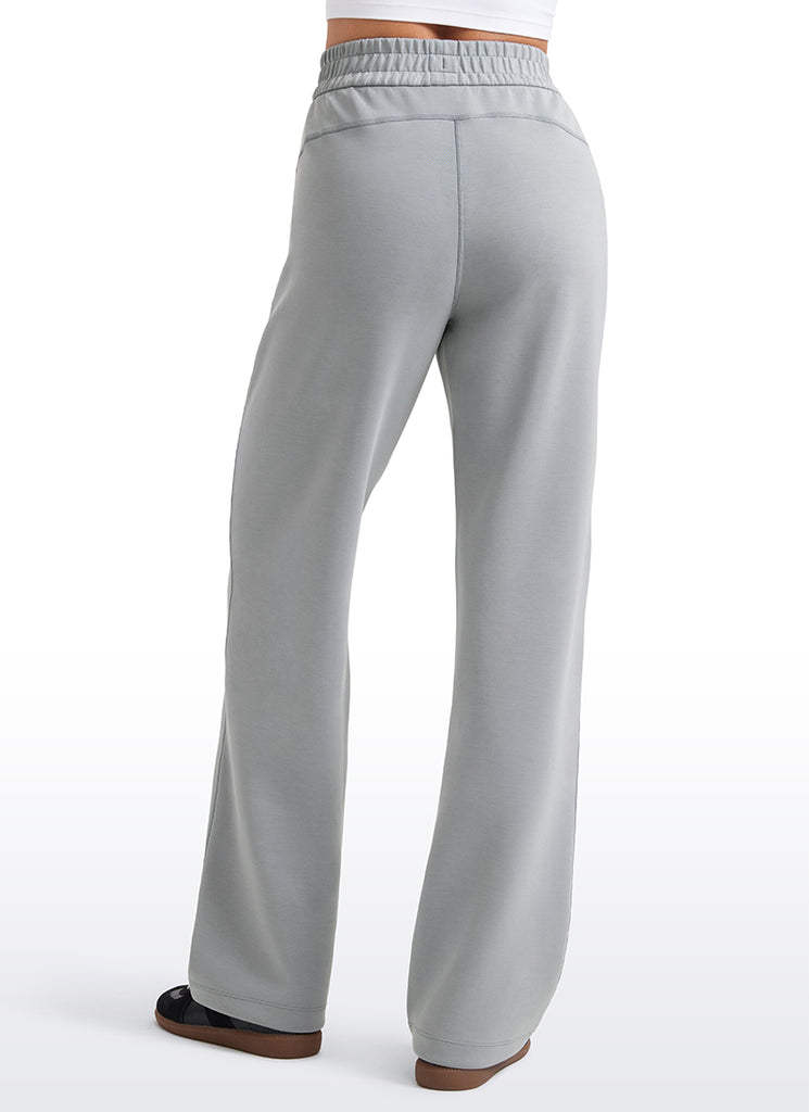 CRZ YOGA Women's SoftAura High Rise Wide Leg Pants with Pockets 31'' Rhino Grey