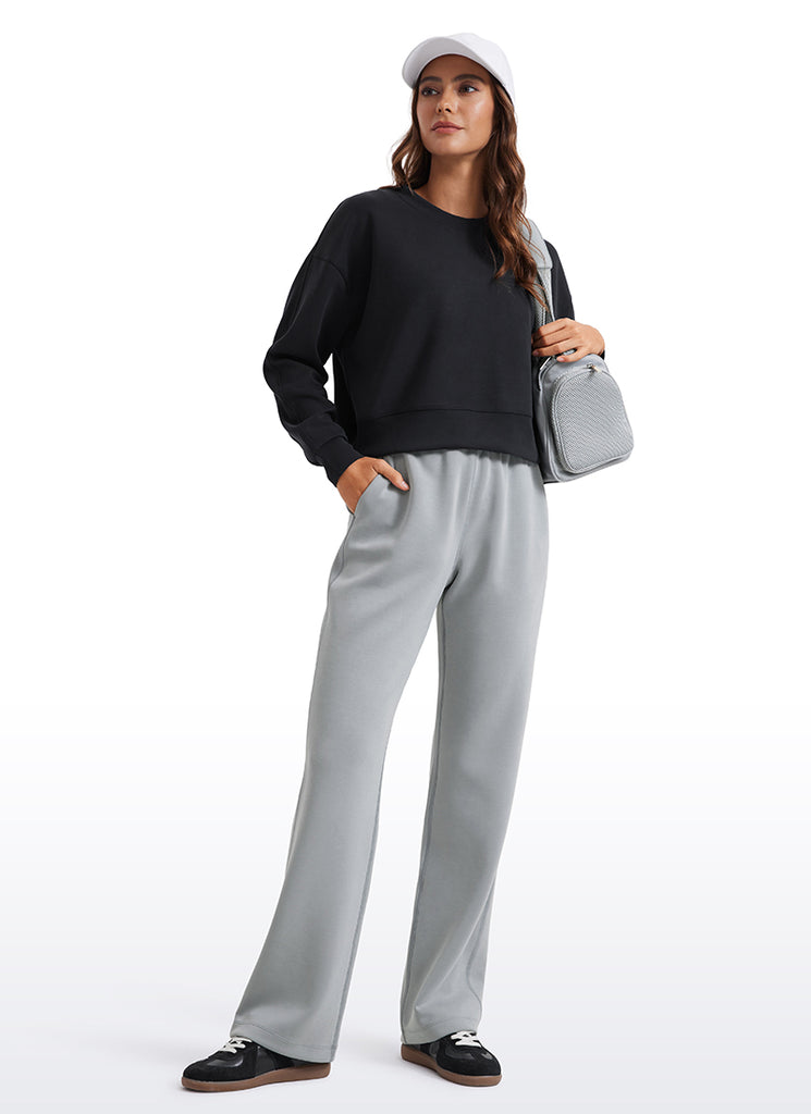 CRZ YOGA Women's SoftAura High Rise Wide Leg Pants with Pockets 31'' Rhino Grey