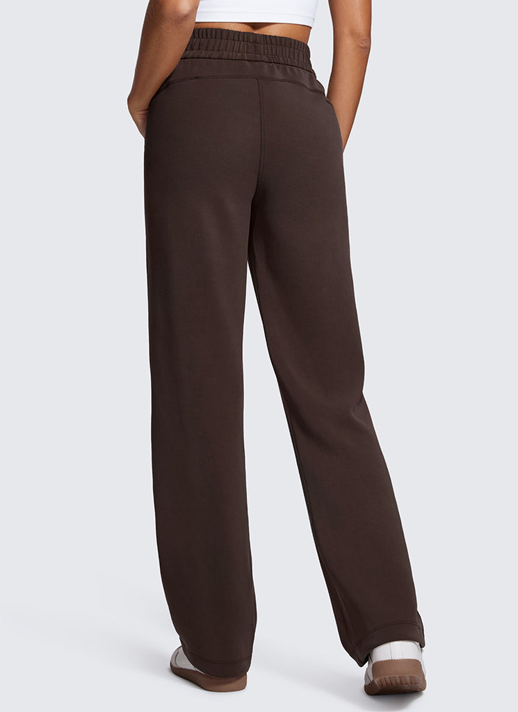 CRZ YOGA Women's SoftAura High Rise Wide Leg Pants with Pockets 31'' Dark Forest Green