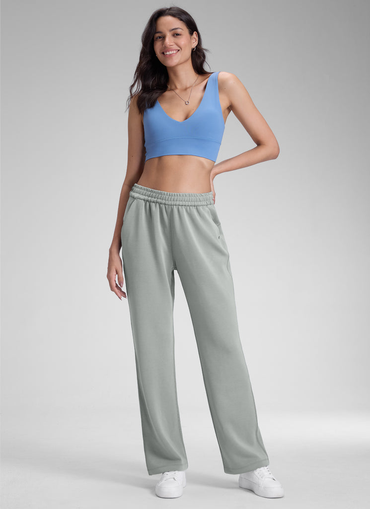 CRZ YOGA Women's SoftAura High Rise Wide Leg Pants with Pockets 31'' Sterling