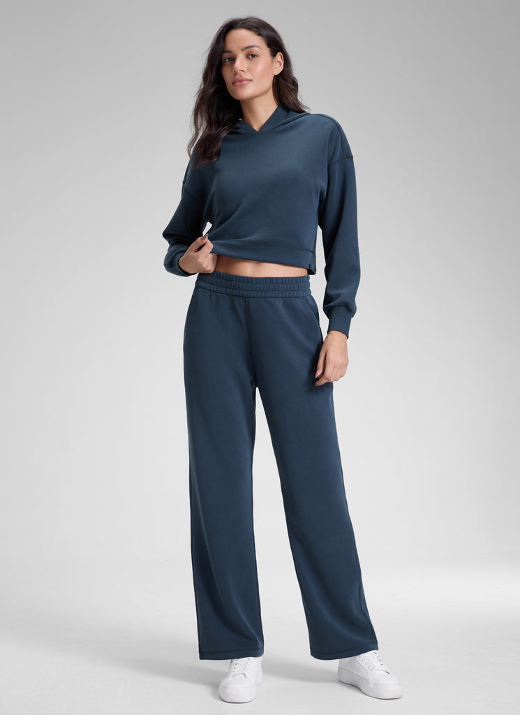 CRZ YOGA Women's SoftAura High Rise Wide Leg Pants with Pockets 31'' Ink Blue