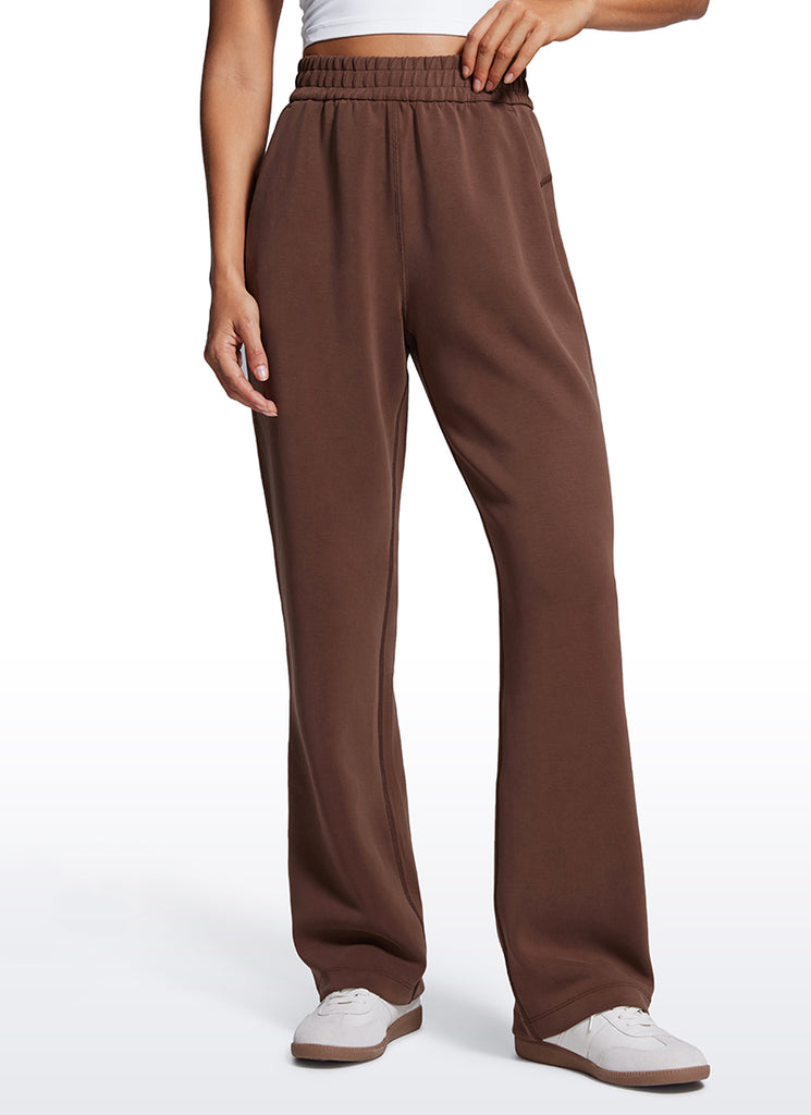 CRZ YOGA Women's SoftAura High Rise Wide Leg Pants with Pockets 31'' Coffee Brown