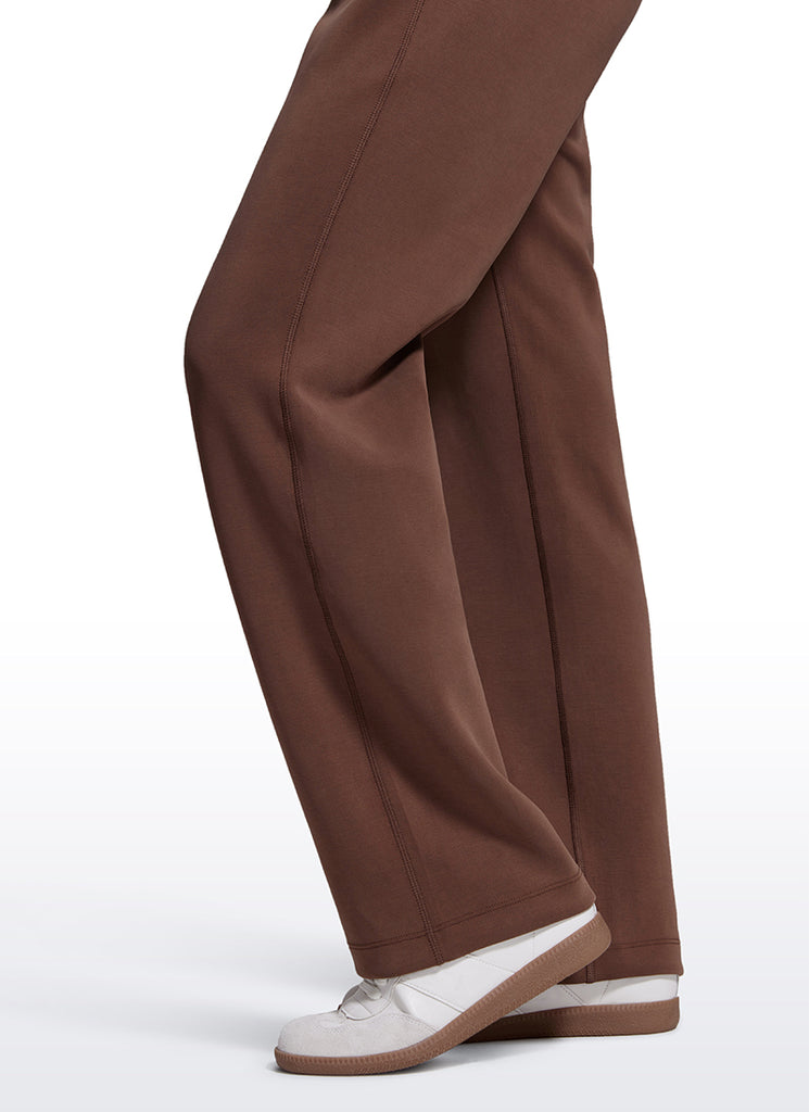 CRZ YOGA Women's SoftAura High Rise Wide Leg Pants with Pockets 31'' Coffee Brown