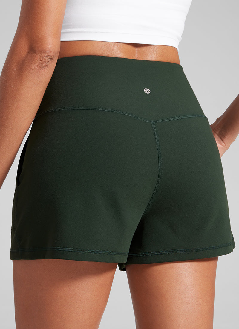 CRZ YOGA Women Butterlift High Waisted Shorts with Pockets Linerless Legend Green