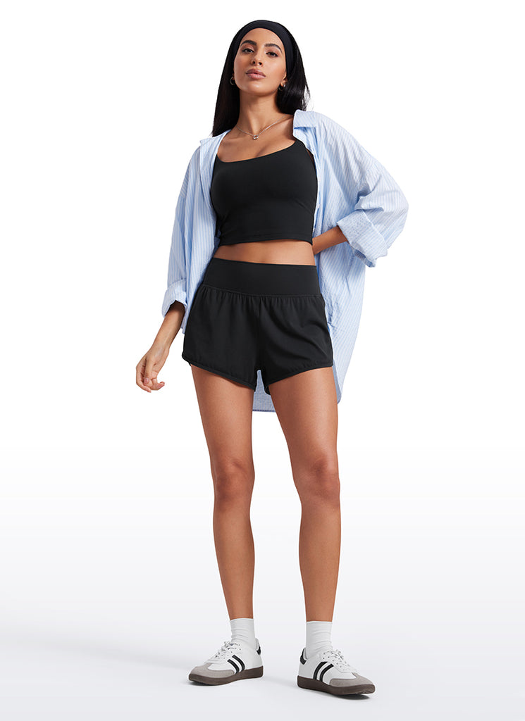 CRZ YOGA Butterluxe-Light High Waisted Dolphin Shorts for Women 2.5" Black