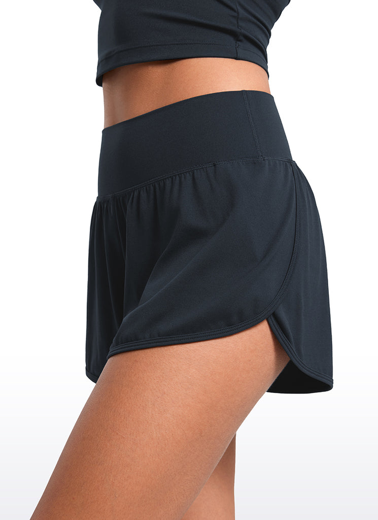 CRZ YOGA Butterluxe-Light High Waisted Dolphin Shorts for Women 2.5" Black