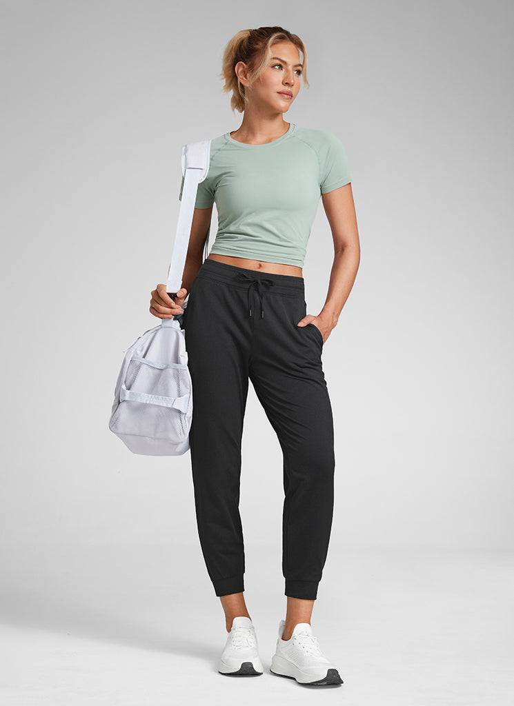 CRZ YOGA Women's Cloud Jersey Capri Joggers 25'' with Pockets Milky White