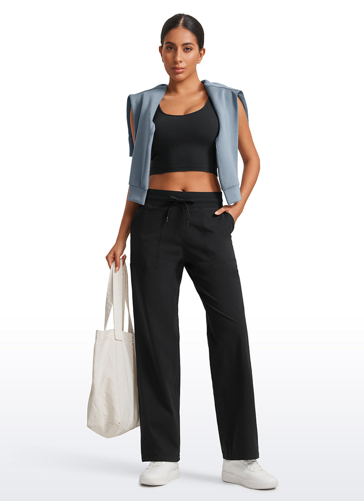 CRZ YOGA Women Stretch Straight Leg High Waisted Casual Pants 30" Black