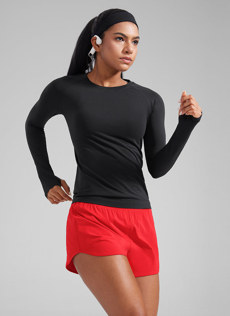 CRZ YOGA Women's Feathery-Fit Soft Mid Waisted Shorts 3” with Pockets Liner Sparkle Blue