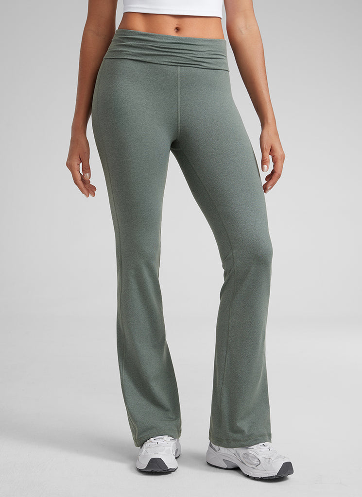 CRZ YOGA Womens Cloud Jersey Foldover Waist Bootcut Flare Pants 31" Ink Gray