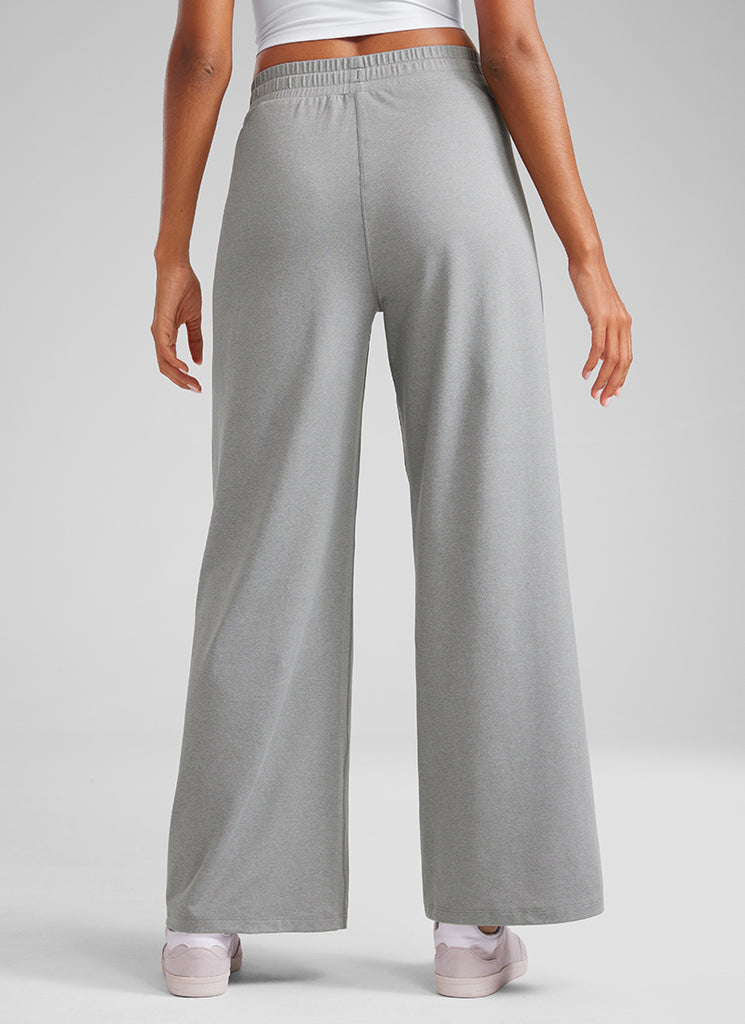 CRZ YOGA Cloud Jersey Wide Leg Sweatpants Women 30” with Pockets Black