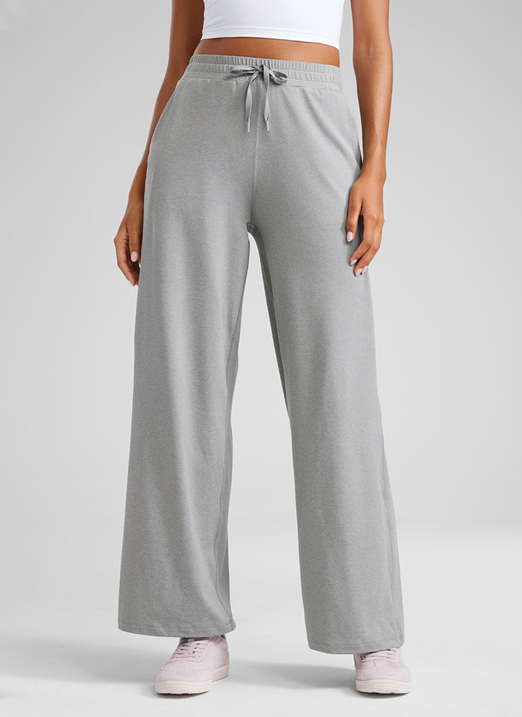 CRZ YOGA Cloud Jersey Wide Leg Sweatpants Women 30” with Pockets Sterling
