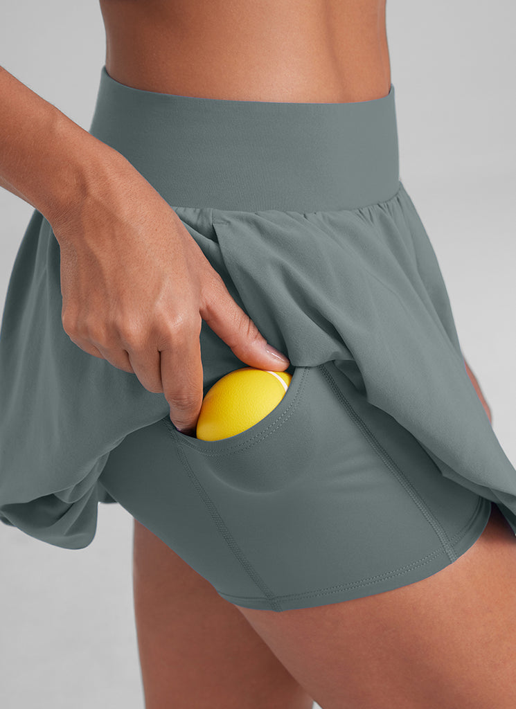 CRZ YOGA Women's Tennis Skirts  Mini Ruffled Hem Balloon Skort Grey Sage