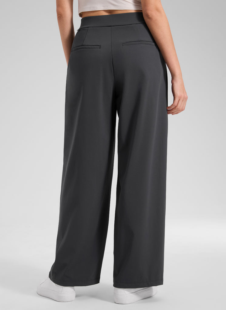 CRZ YOGA Women's Business High Rise Drawstring Pocket Wide Leg Pant True Navy