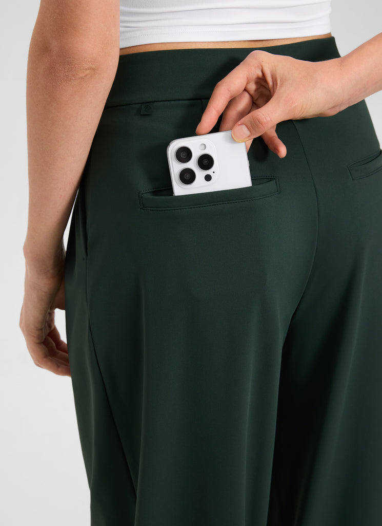 CRZ YOGA Women's Business High Rise Drawstring Pocket Wide Leg Pant Ink Gray