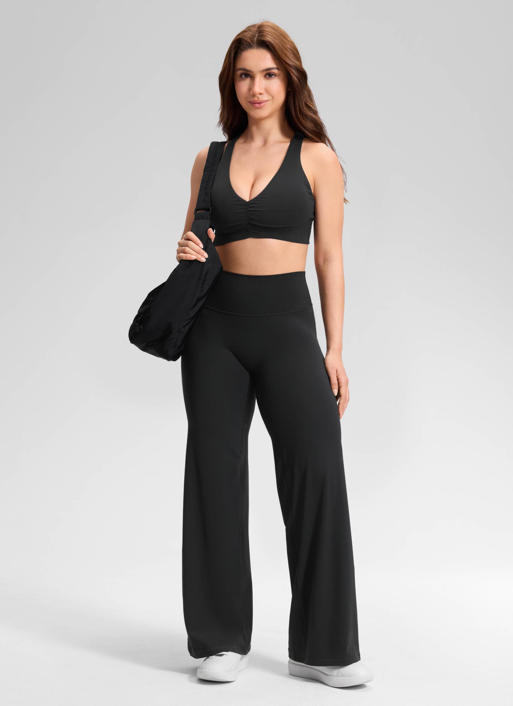 CRZ YOGA Women's Softretch Workout No Front Seam Wide Leg Pant 28