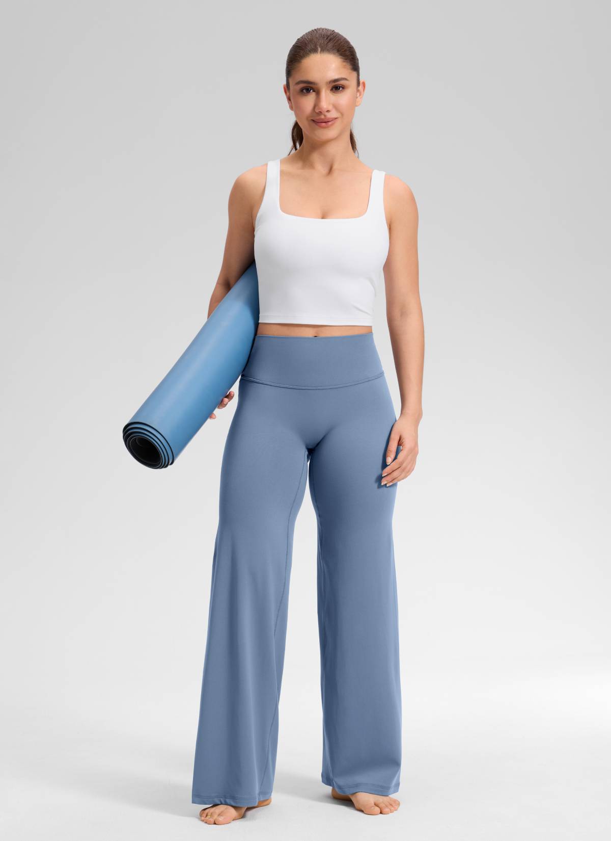CRZ YOGA Women's Softretch Workout No Front Seam Wide Leg Pant 28