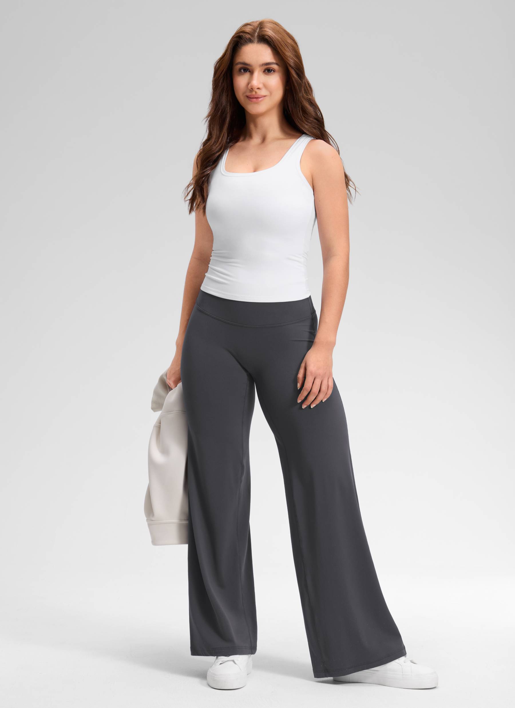 CRZ YOGA Women's Softretch Workout No Front Seam Wide Leg Pant 32