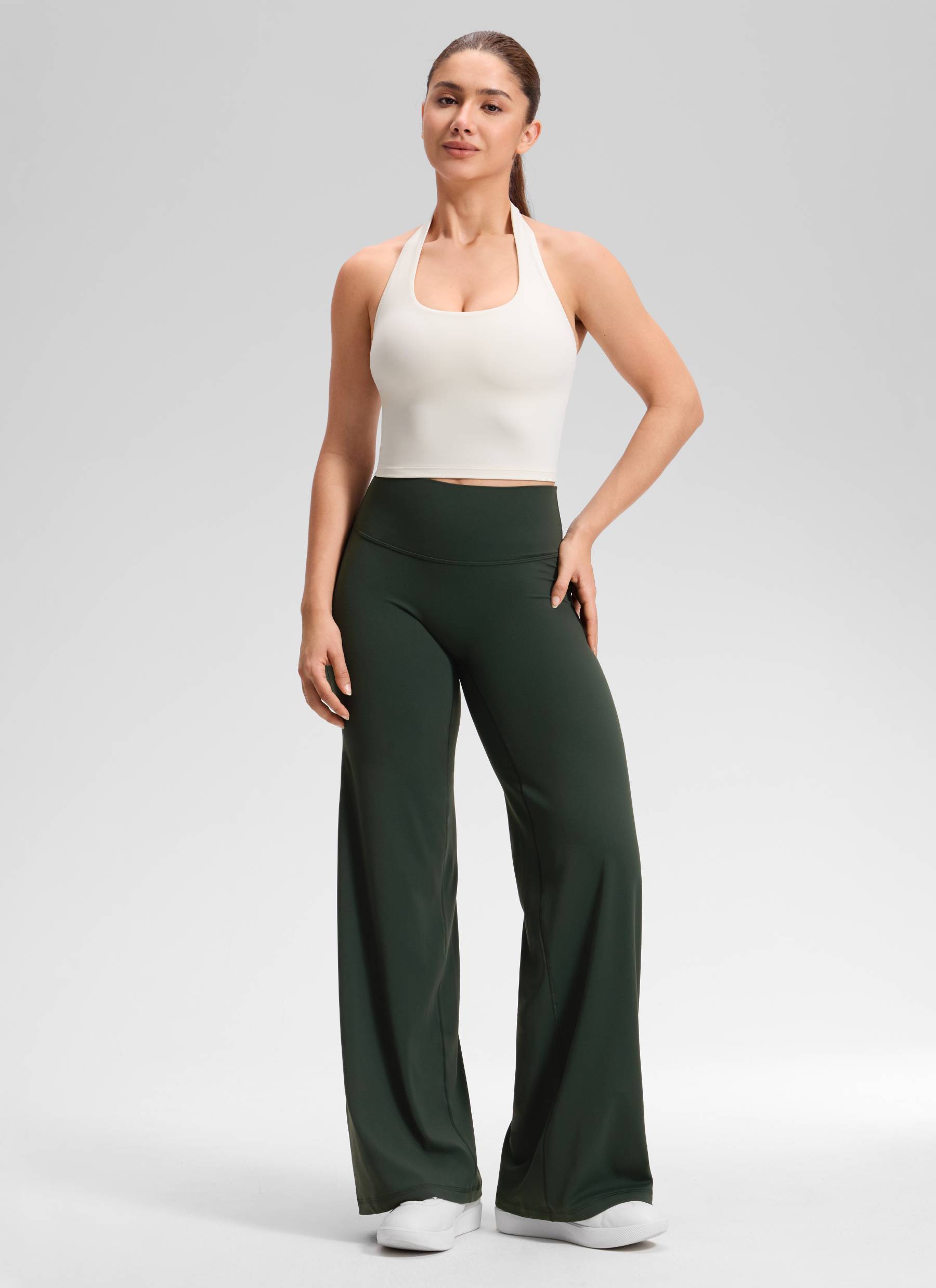 CRZ YOGA Women's Softretch Workout No Front Seam Wide Leg Pant 32