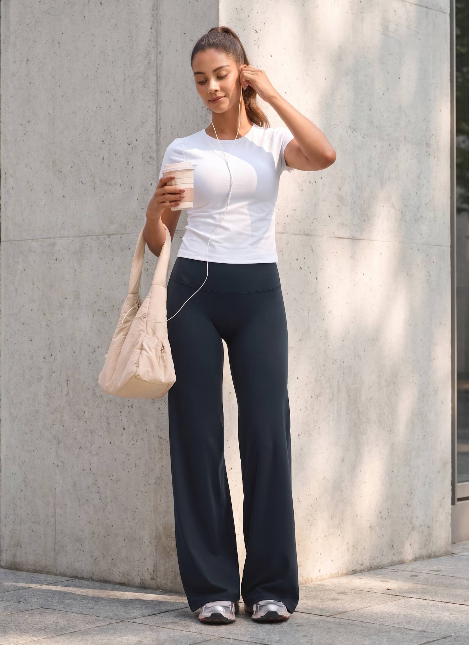 CRZ YOGA Women's Softretch Workout No Front Seam Wide Leg Pant 30
