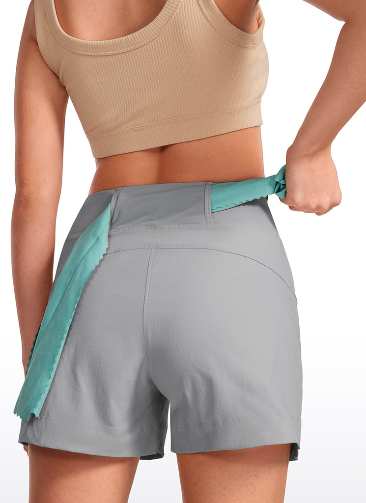 CRZ YOGA Women's Hiking Ripstop Mid-Rise Hiking Shorts Zip Pockets 4'' Granita Pink